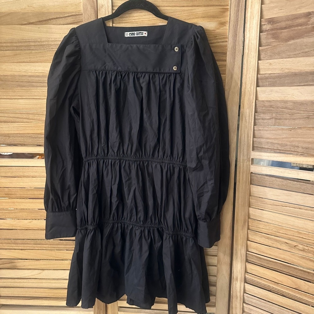 Ciao Lucia Alessandra Tiered Mini Dress in black size S - Picture 3 of 6